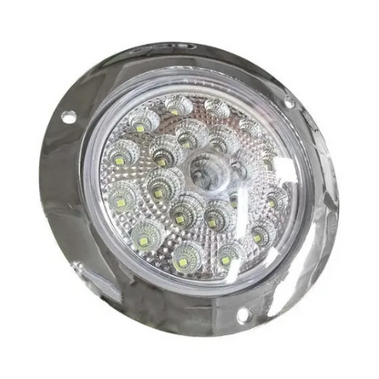 PLAFON 21 LEDS FIJA Y ESTROBO B/CROM REDONDO 4" BCO