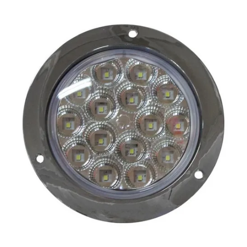 PLAFON 15 LEDS FIJA Y ESTROBO B/CROM REDONDO 4" BCO