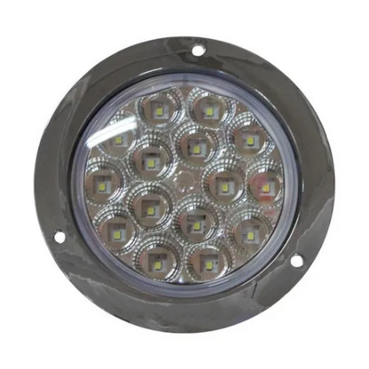PLAFON 15 LEDS FIJA Y ESTROBO B/CROM REDONDO 4" BCO