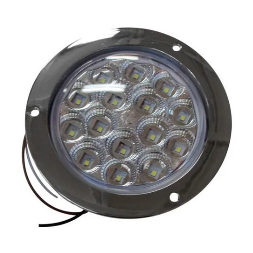 PLAFON 15 LEDS FIJA Y ESTROBO B/CROM REDONDO 4" BCO