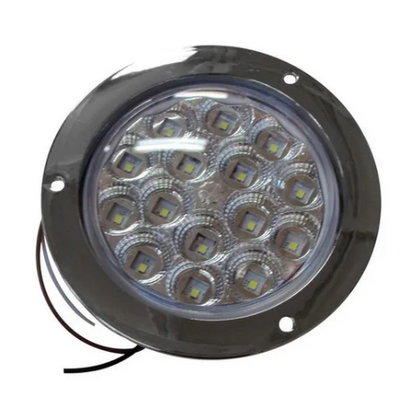 PLAFON 15 LEDS FIJA Y ESTROBO B/CROM REDONDO 4" BCO