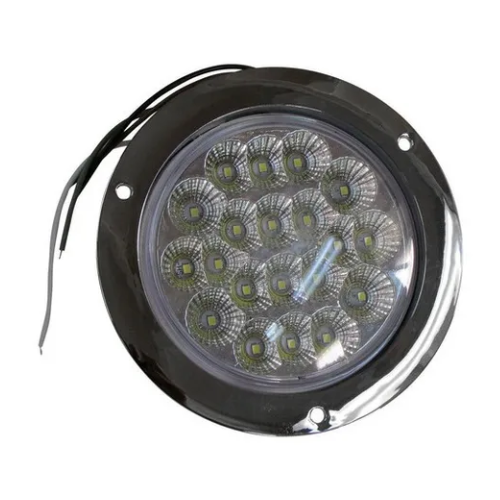 PLAFON 20 LEDS FIJA Y ESTROBO B/CROM REDONDA 4" BCO