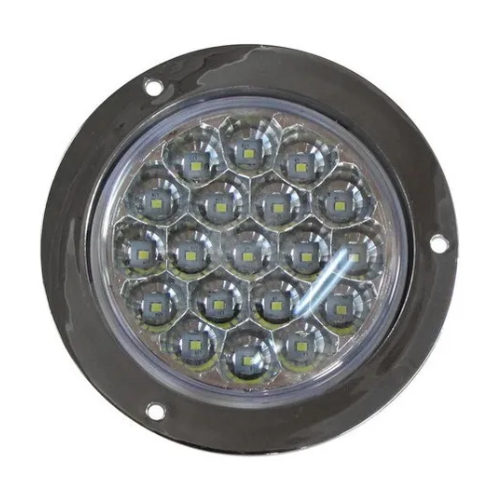 PLAFON 19 LEDS FIJA Y ESTROBO B/CROM REDONDO 4" BCO