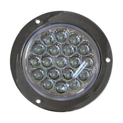 PLAFON 19 LEDS FIJA Y ESTROBO B/CROM REDONDO 4" BCO