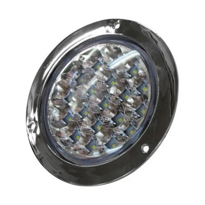 PLAFON 19 LEDS FIJA Y ESTROBO B/CROM REDONDO 4" BCO