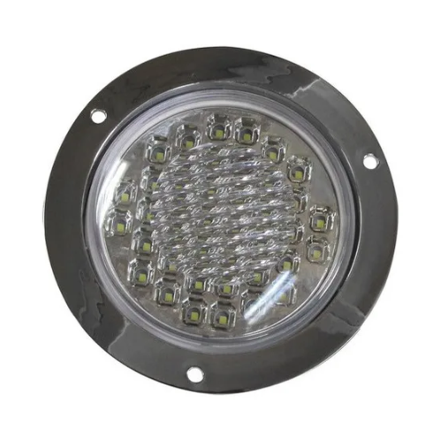 PLAFON 40 LEDS FIJA Y ESTROBO B/CROM REDONDO 4" BCO