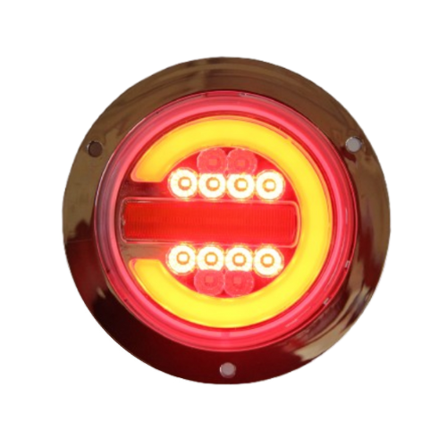 PLAFON 12 LEDS BAJA/ALTA ESTROBO Y STOP B/CROM REDONDO 4" MULTICOLOR