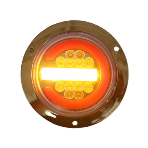 PLAFON 12 LEDS BAJA/ALTA ESTROBO Y STOP B/CROM REDONDO 4" MULTICOLOR
