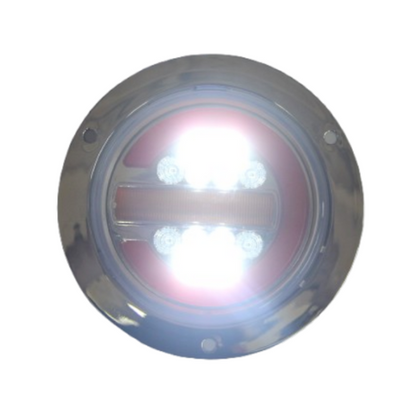 PLAFON 12 LEDS BAJA/ALTA ESTROBO Y STOP B/CROM REDONDO 4" MULTICOLOR