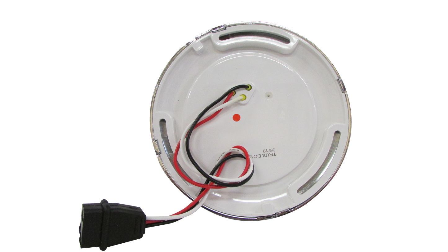 PLAFON 49 LEDS ROJO B/CROM ALTA/BAJA REDONDO 4"  MICA CRIST/TRANSP