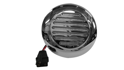 PLAFON 49 LEDS ROJO B/CROM ALTA/BAJA REDONDO 4"  MICA CRIST/TRANSP
