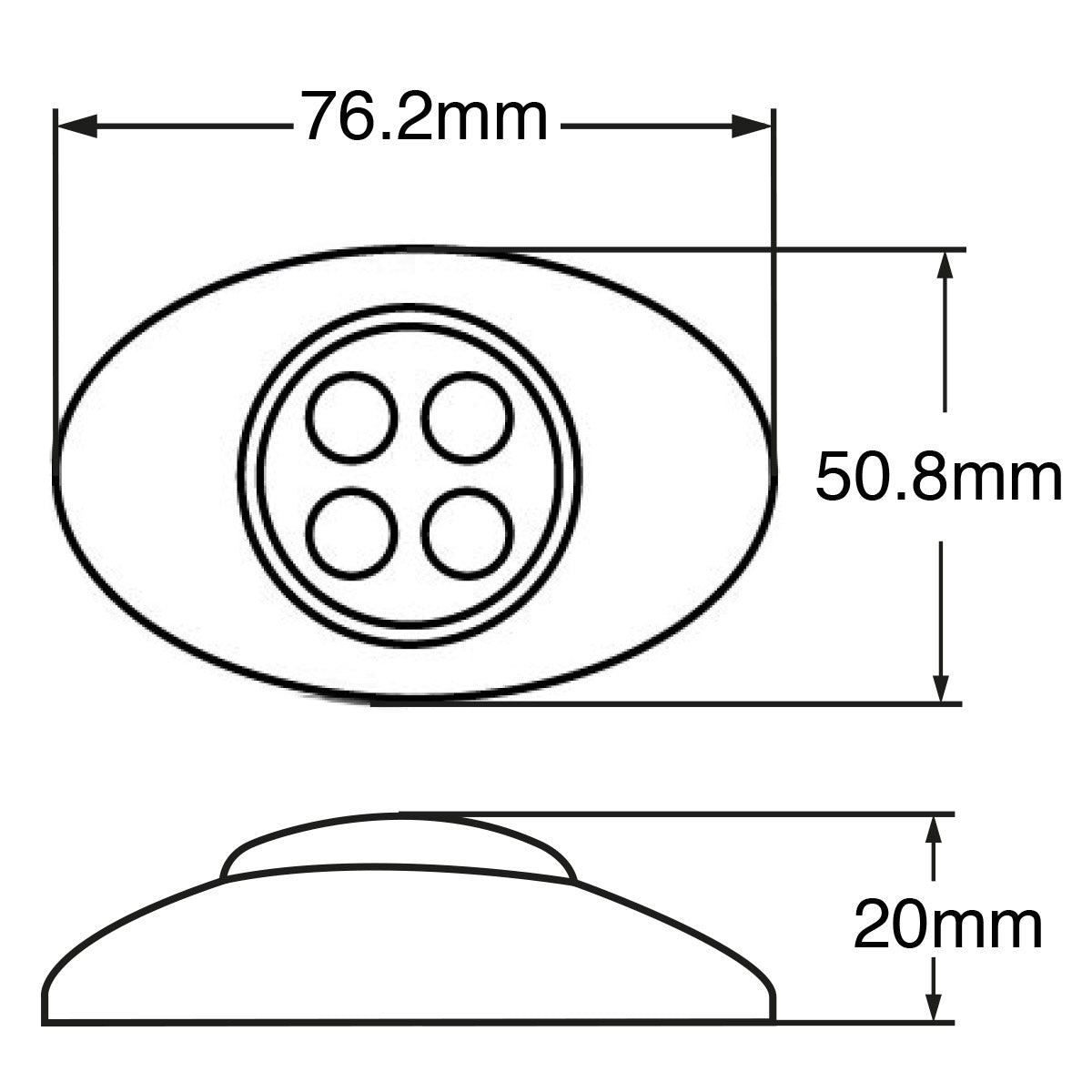 PLAFON DUAL 4 LEDS 3" AMBAR/BCO