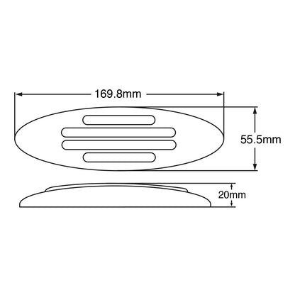 PLAFON 32 ROJO LEDS OVAL MICA CRIST/TRANSP