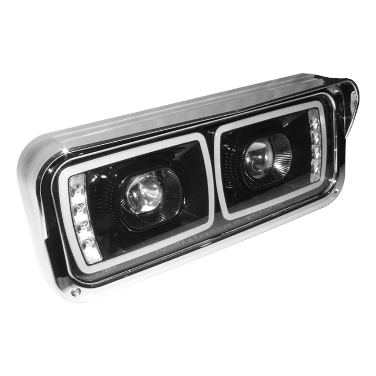 PORTAUNIDAD PARA KENWORTH T-800 LUZ LED OJO DE ANGEL FONDO NEGRO IZQ