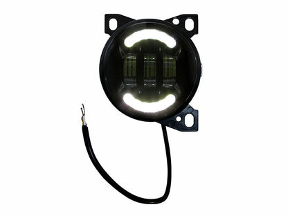 FARO NEBLINERO PARA KENWORTH T-660 LUZ LED C/OJO DE ANGEL IZQ FONDO NEGRO