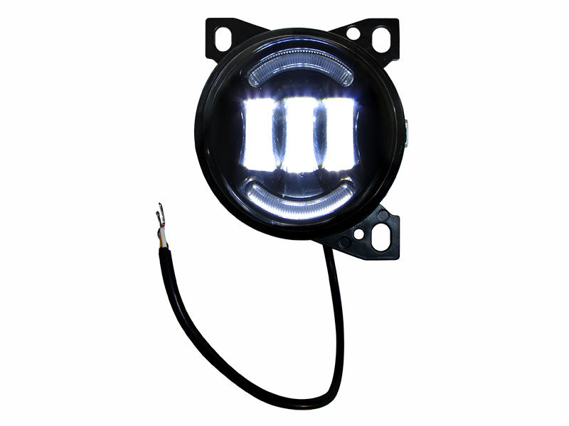 FARO NEBLINERO PARA KENWORTH T-660 LUZ LED C/OJO DE ANGEL IZQ FONDO NEGRO