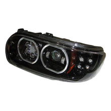 FARO LED IZQUIERDO C/OJO DE ANGEL PARA PETERBILT 389 FONDO NEGRO