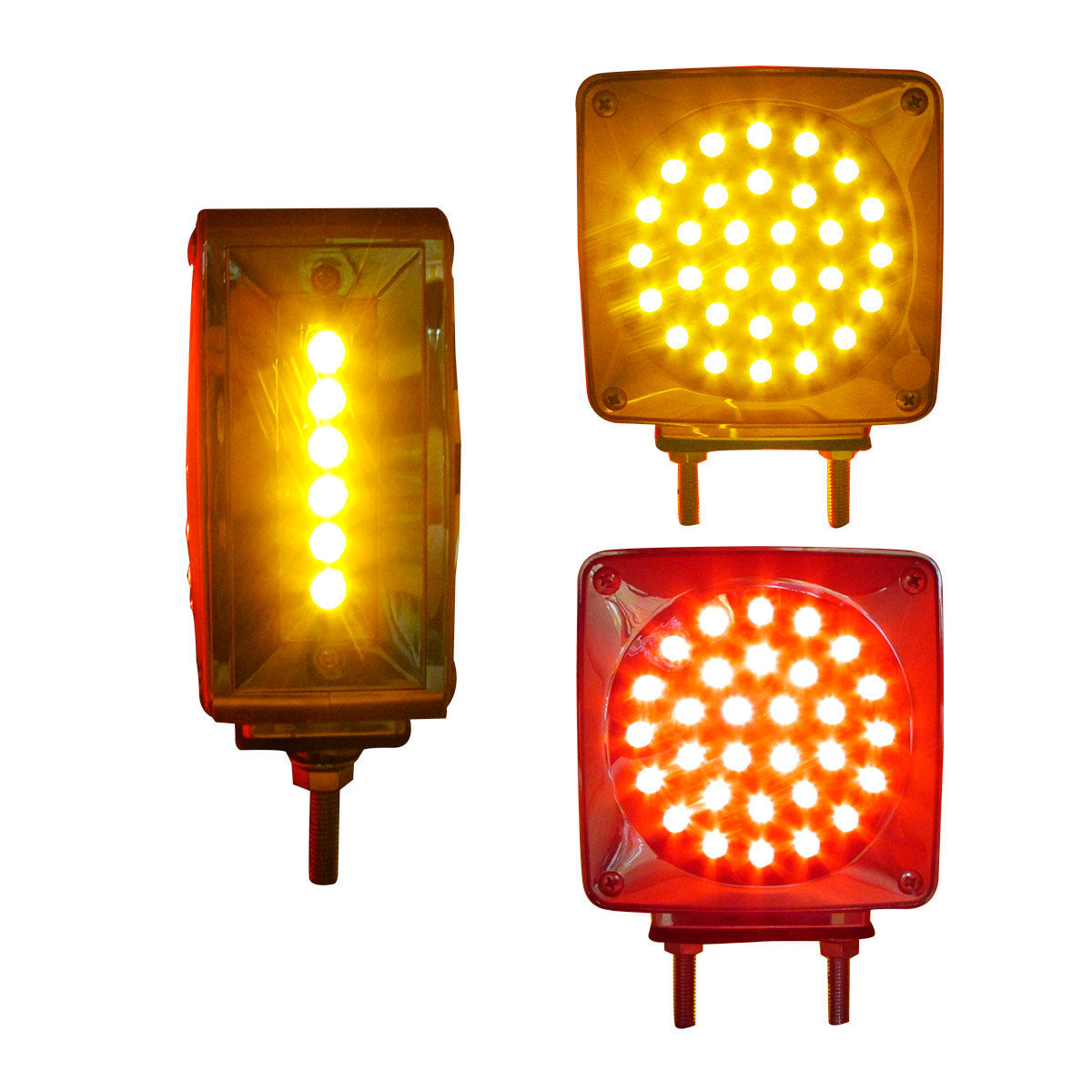 DIRECCIONAL 2 TORNILLOS 66 LEDS AMBAR/ROJO CUADARO DER