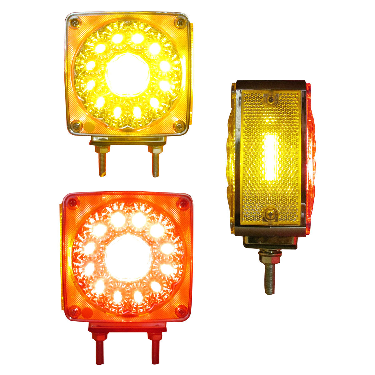 DIRECCIONAL 2 TORNILLOS 38 LEDS AMBAR Y ROJO CUADRADO IZQ