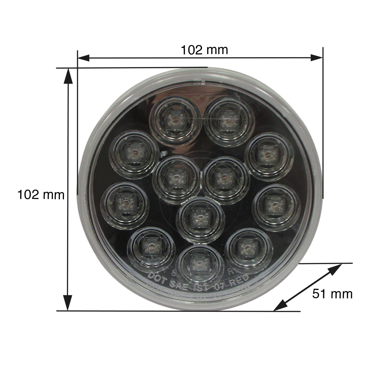 PLAFON 12 LEDS 4" AMBAR MICA TRANSPARENTE