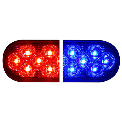 PLAFON 13 LEDS DUAL OVAL ROJO/AZUL