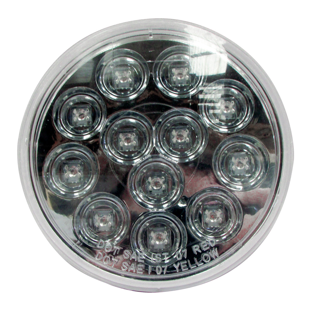 PLAFON 12 LEDS 4" ROJO MICA TRANSPARENTE