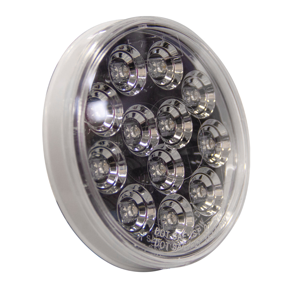 PLAFON 12 LEDS 4" ROJO MICA TRANSPARENTE