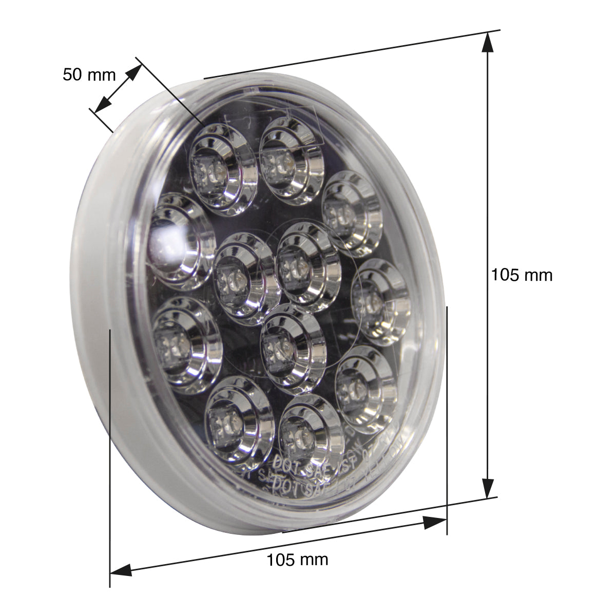 PLAFON 12 LEDS 4" ROJO MICA TRANSPARENTE