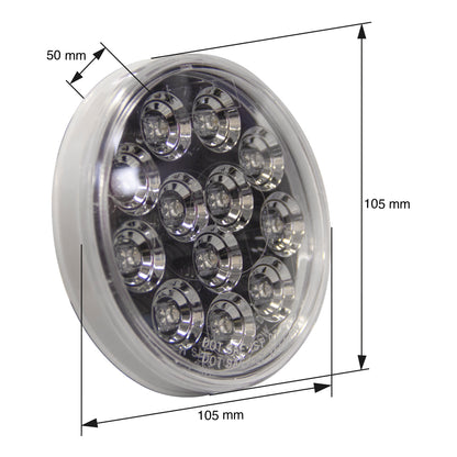 PLAFON 12 LEDS 4" ROJO MICA TRANSPARENTE