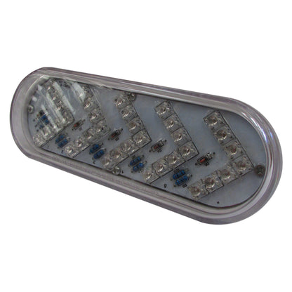 PLAFON OVALADO 35 LEDS AMBAR MICA TRANSPARENTE C/ FLECHA Y MOVIMIENTO