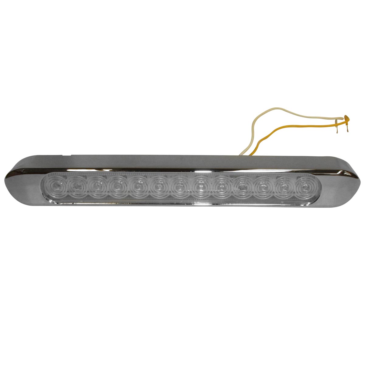 PLAFON 13 LEDS RECTANGULAR AMBAR MICA TRANSPARENTE BASE CROMO