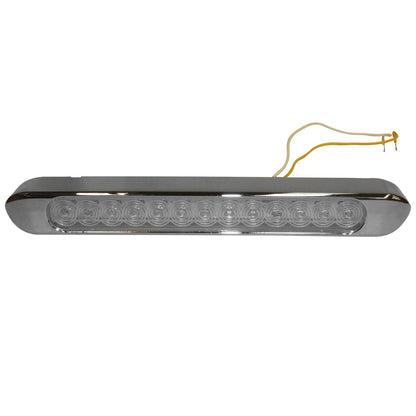 PLAFON 13 LEDS RECTANGULAR AMBAR MICA TRANSPARENTE BASE CROMO