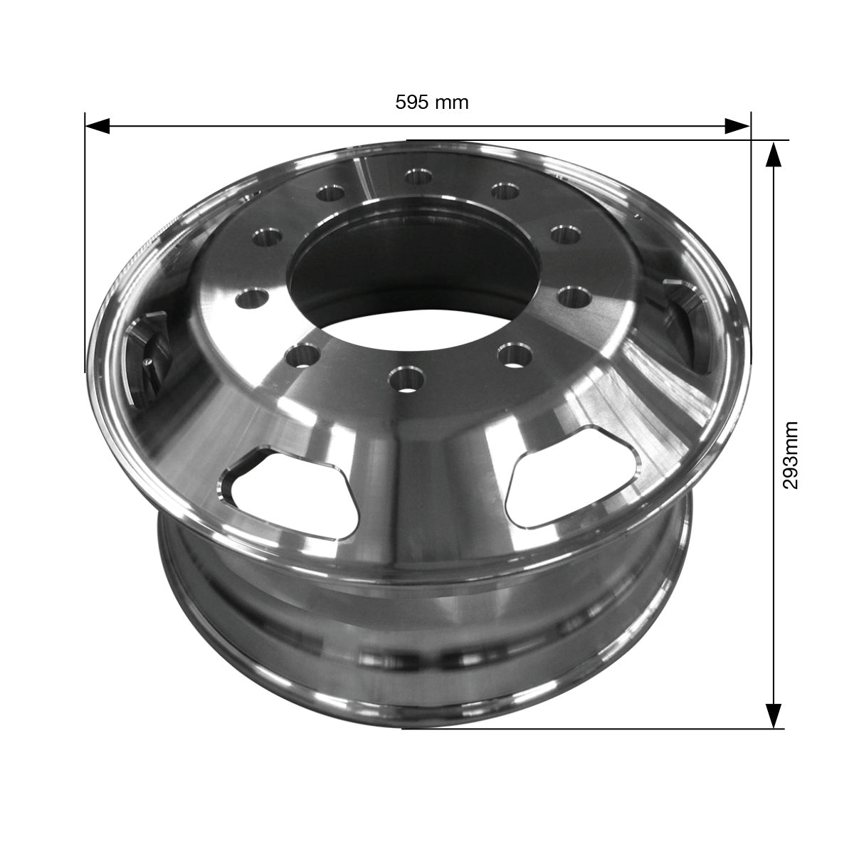 RIN DE ALUMINIO 7 TRAPECIOS 22.5x8.25 UNIMOUNT MAQUINADO