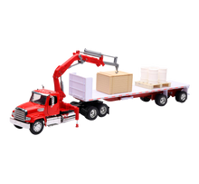 TRACTOCAMION FREIGHTLINER 114SD PLATAFORMA PLANA C/GRÚA ESCALA 1:32
