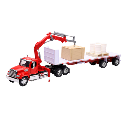 TRACTOCAMION FREIGHTLINER 114SD PLATAFORMA PLANA C/GRÚA ESCALA 1:32