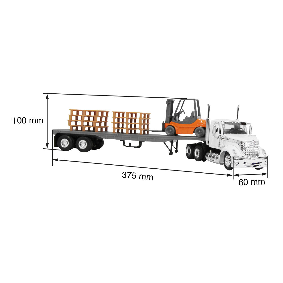 TRACTOCAMION INTER LONESTAR C/ PLATAFORMA, MONTACARGAS Y TARIMAS ESCALA 1:43