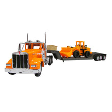 TRACTOCAMION KENWORTH W-900 C/ PLATAFORMA Y EXCAVADORA ESCALA 1:32