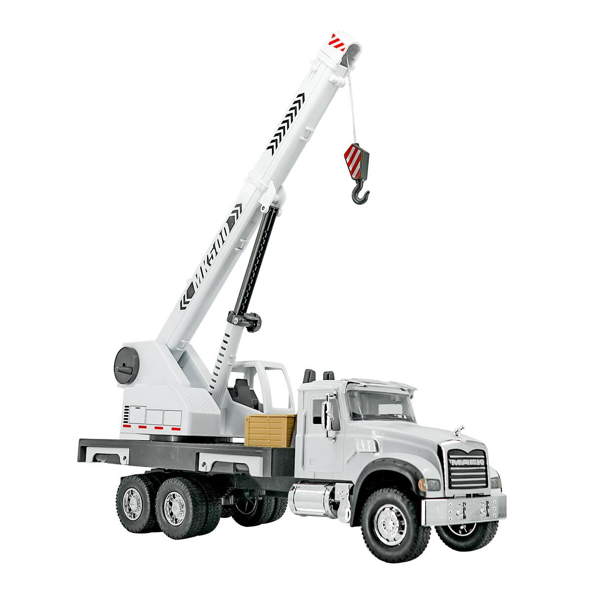 TRACTOCAMIÓN MACK GRANITE C/GRÚA EXTENDIBLE Y CAJA ESCALA 1:18