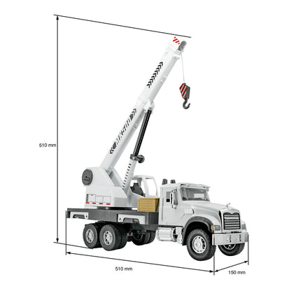 TRACTOCAMIÓN MACK GRANITE C/GRÚA EXTENDIBLE Y CAJA ESCALA 1:18