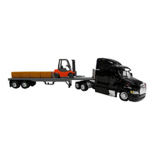 TRACTOCAMION PETER 387 C/ PLATAFORMA, MONTACARGAS Y PACAS DE HENO ESCALA 1:43