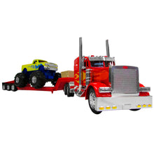 TRACTOCAMION PETER 379 C/ PLATAFORMA Y CAMIONETA MONSTER ESCALA 1:32