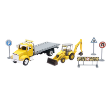 TRACTOCAMION PETERBILT C/PLATAFORMA C/RETRO EXCAVADORA NEW HOLLAND B110C ESCALA 1:43