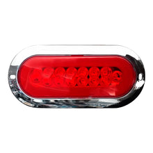 PLAFON 14 LEDS C/ARILLO GEL LUZ FIJA Y ESTROBO B/CROM 12-24V OVAL ROJO