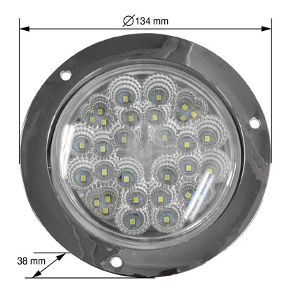 PLAFON 32 LEDS FIJA Y ESTROBO B/CROM REDONDO 4" BCO