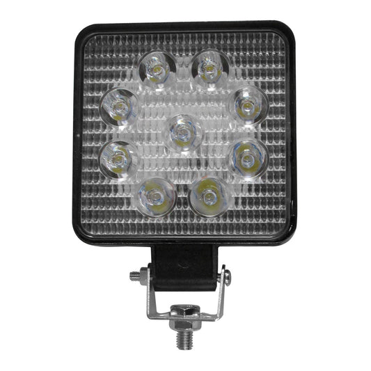 PAR DE FAROS 9 LEDS LUZ FIJA Y ESTROBO CUADRADO 4" 12/24V