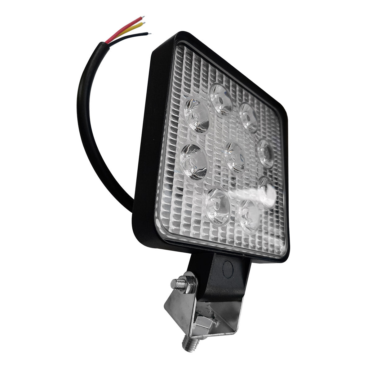 PAR DE FAROS 9 LEDS LUZ FIJA Y ESTROBO CUADRADO 4" 12/24V