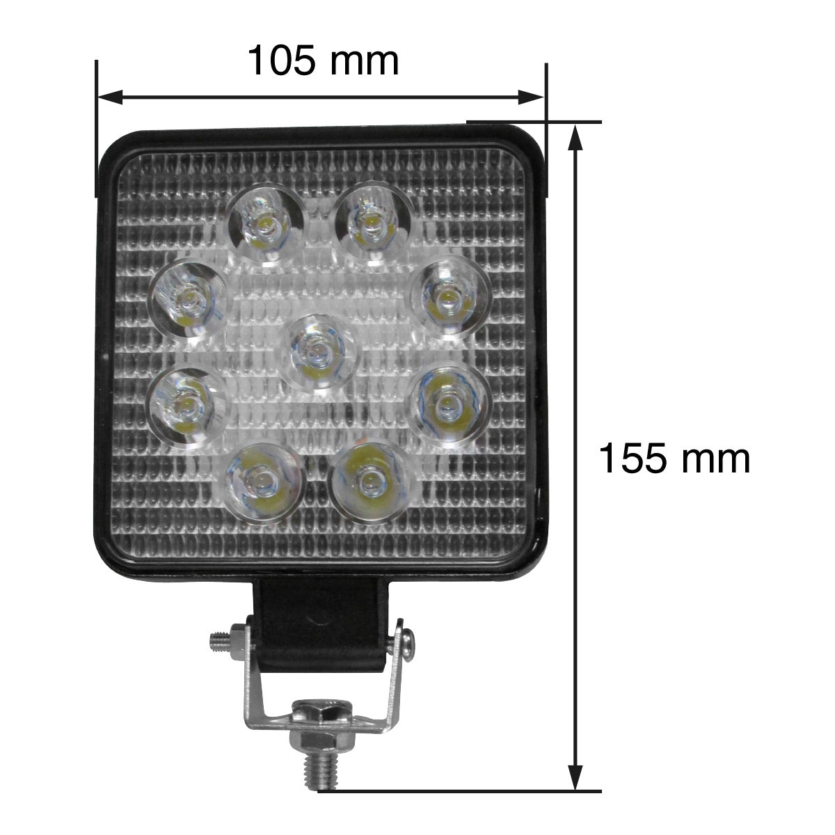 PAR DE FAROS 9 LEDS LUZ FIJA Y ESTROBO CUADRADO 4" 12/24V